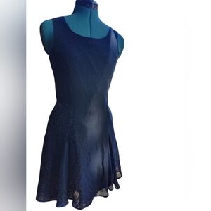 🍁4/$10 Fit & Flare Dress Shimmer Blue Black Iridescent Be Smart Size 5/6 Fairy